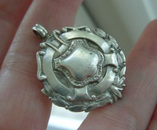 Antique 1948 Full English Hallmark Silver Albert Pocket Watch Chain Fob Medal photo