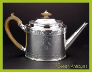Antique 18thc George Iii Solid Silver Teapot,  Hester Bateman,  London C.  1810 photo