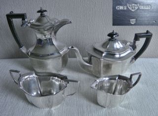 Antique Edwardian H Fisher Silver Epns 4pc Tea Coffee Pot Bowl Jug Set photo