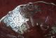 Antique Sterling Silver Overlay Roses On Pressed Glass Bowl With Feet - Estate Bowls photo 2