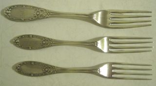 3 1800 ' S Ac Albert Coles Ny Jenny Lind 138g Coin Silver Forks Vtg.  American photo