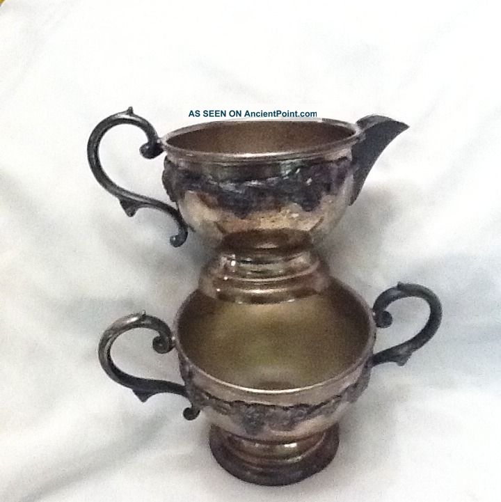 Vtg Old English Reproduction Silverplate Creamer & Sugar Bowl Tea/Coffee Pots & Sets photo