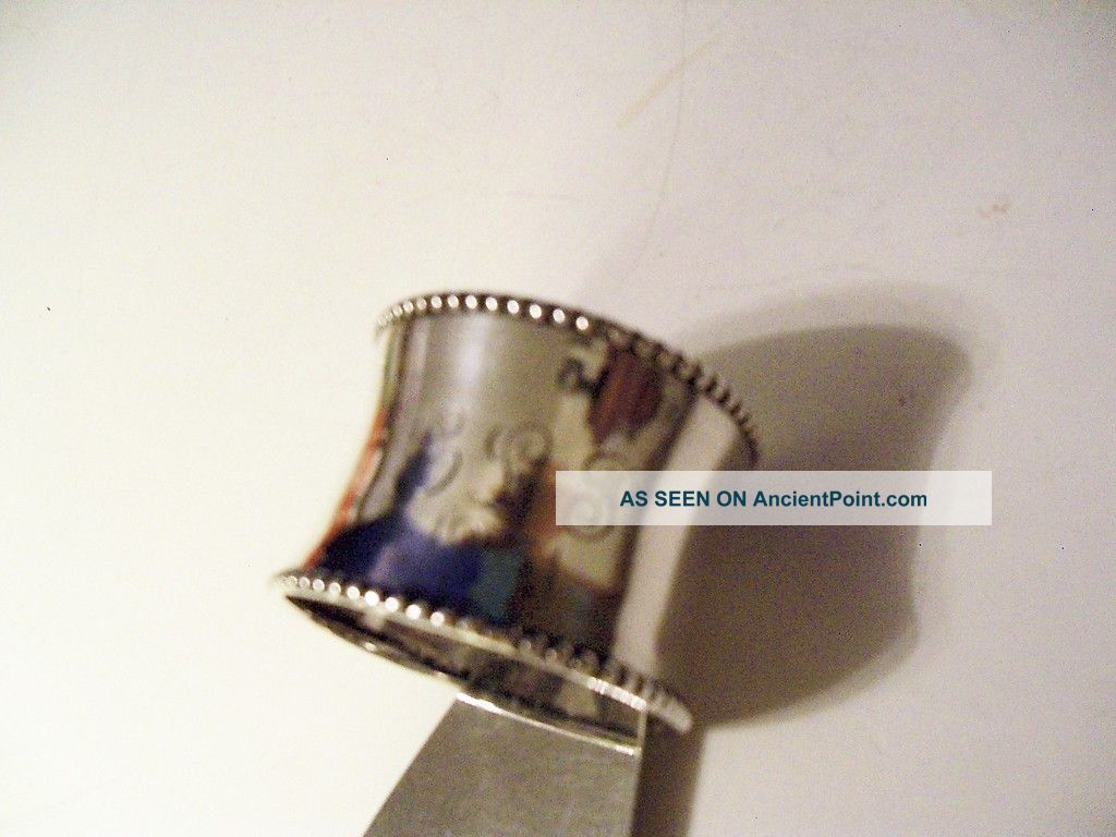 Antiques Solid Sterling Round Napkin Ring With Rope Detail,  Mem1900,  Clf1931 Other photo