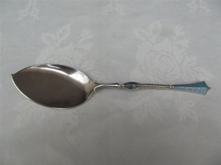 Unusual Hm Silver & Enamel Norwegian Serving Spoon - Import Birm 1897 - Sterling photo