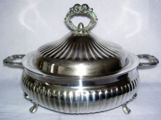 Vintage Leonard Silverplate Covered 3 Footed Casserole photo