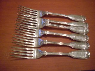 6 Large Sterling Silver Dinner Forks Gerge Adams Fiddle & Thread 1847 552 Grams photo