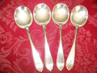 4 Sterling Silver Gumbo Spoons 6.  75 