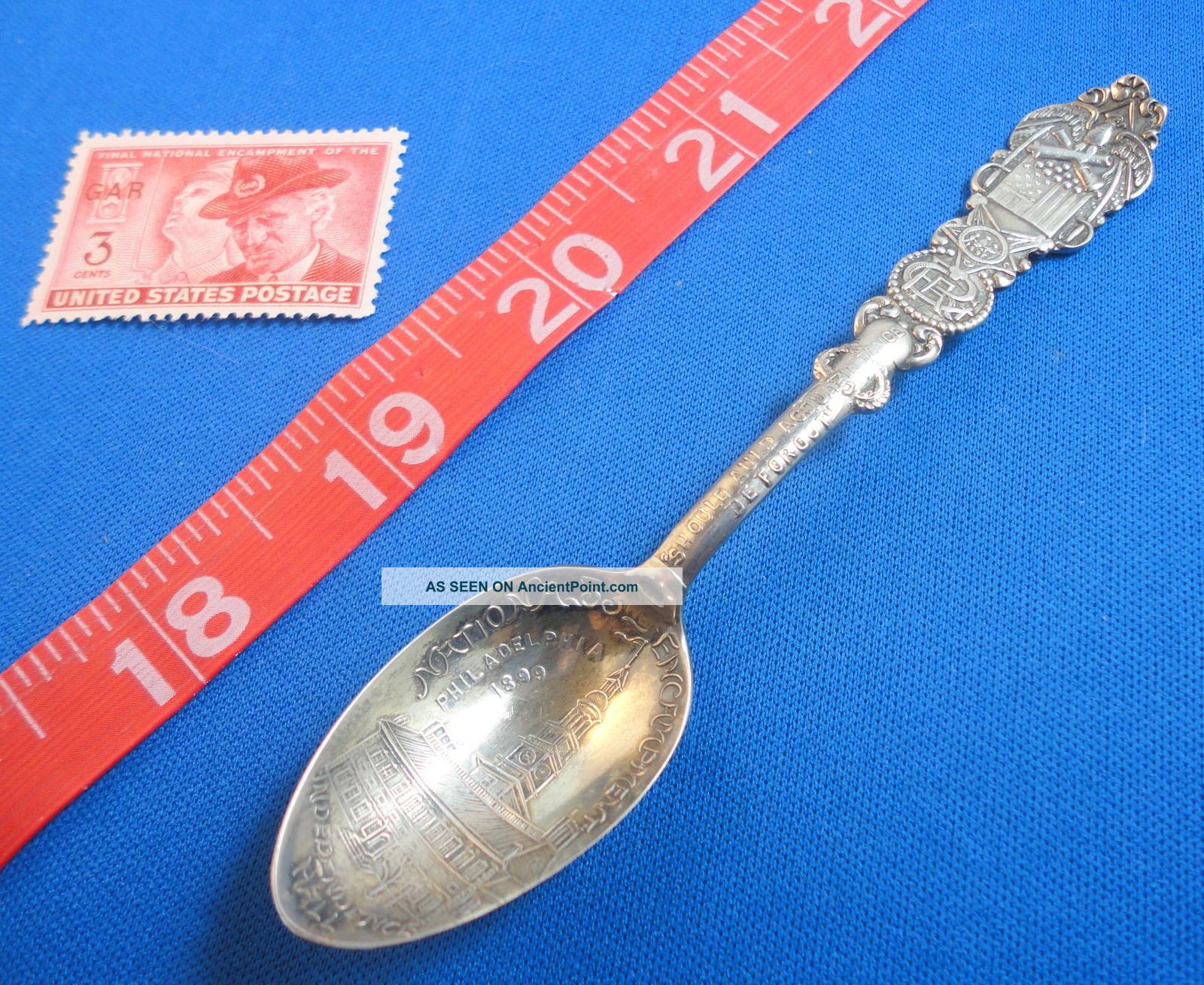 Gar Civil War 1899 Philadelphia Pa Encampment Silverplate Antique Souvenir Spoon Souvenir Spoons photo