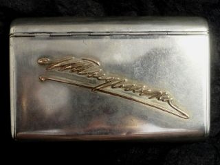 Antique Russian Silver 84 Cigarette Case With Script Gold Signature,  Marked Bk photo