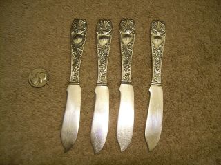 4 Gorham 1888 Royal Individual Butter Spreader Knives Silverplate Victorian photo