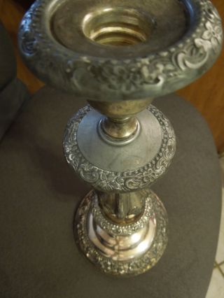 Sheridan Silver And Pewter? Heavy Ornate Gothic Antique Candlestick photo