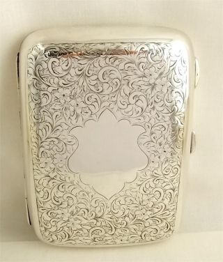 Antique Hallmarked Sterling Silver Cigar Case - 1907 - 164g photo