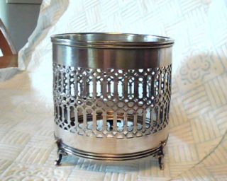 Vintage ;;ornate Hand Pierced Footed Silver,  P,  Condiment; Pot Holder/// photo