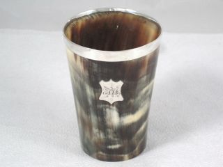 Antique Scottish Sterling Silver Mounted Stag Horn Cup Or Beaker Circa 1890 photo