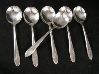 Oneida Community Silver Tudor Plate 1946 Queen Bess Silver Gumbo Soup Spoons 6pc photo