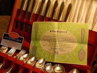 Silver Plate Flatware With Chest,  51 Pieces,  1847 Rogers Bros. photo