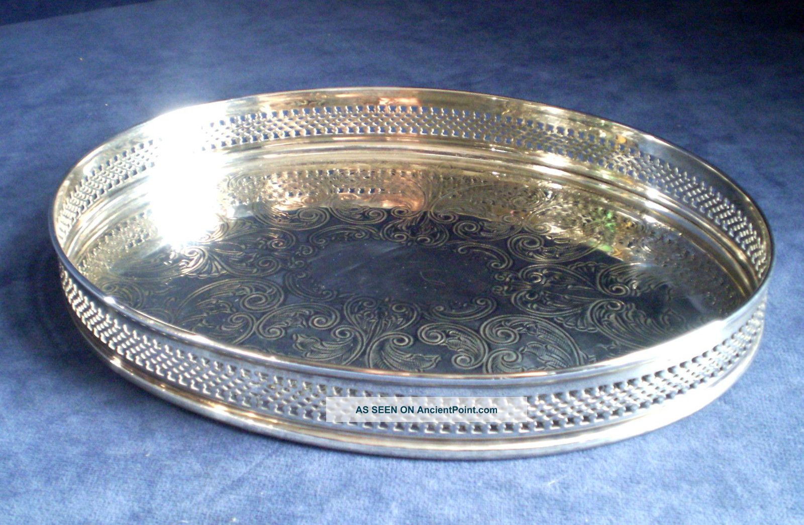Petite Silver Plated Georgian Style Gallery Tray 21 X 16cm Platters & Trays photo