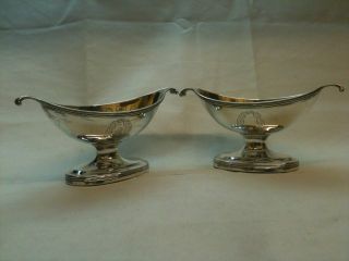 Pair Of Antique Solid Silver Georgian Open Salts London 1794 Ref 190 photo