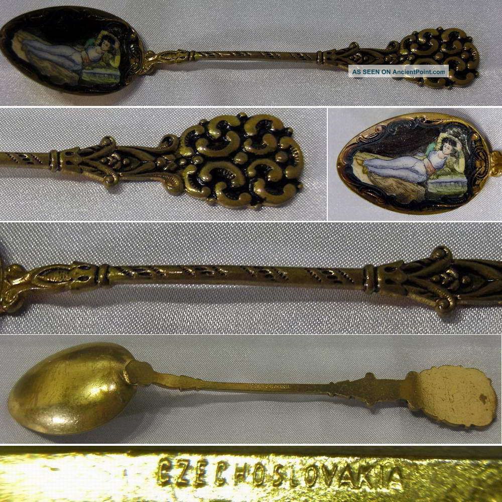Antique Czechoslovakian Painted Enamel Gilt Silver Spoon / Unidentified Maker Other photo