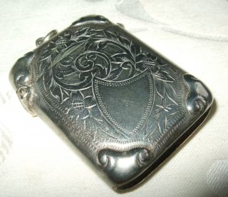 Fabulous Antique Sterling Silver Cigarette Vesta Case & Fob Loop photo