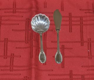 Buccellati Sterling Silver Sugar Spoon And Butter Knife.  Imperial Crown photo