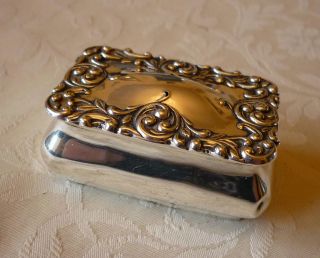 Antique Solid Silver Chester 1902 Hinged Snuff Box photo