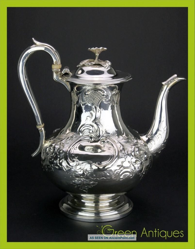 Antique 19thc Georgian Solid Silver Coffee Pot,  Barnard Brothers,  London C.  1833 Tea/Coffee Pots & Sets photo