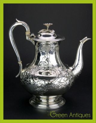 Antique 19thc Georgian Solid Silver Coffee Pot,  Barnard Brothers,  London C.  1833 photo