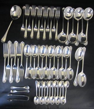 54 Piece Suite Of Silver Plated Patterned Vintage Epns Cutlery photo