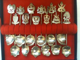 Set Of Twelve Unusual Eastern Silver Coffee Spoons Ref 1747 photo