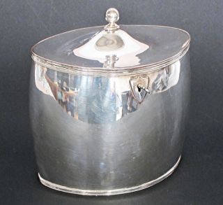 Georgian Antique Sheffield Silver Plated Oval Tea Caddy 1780 Box photo