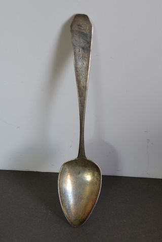 Antique Hand Chased Coin Silver Table Spoon W Roe Kingston,  Ny C.  1820 photo