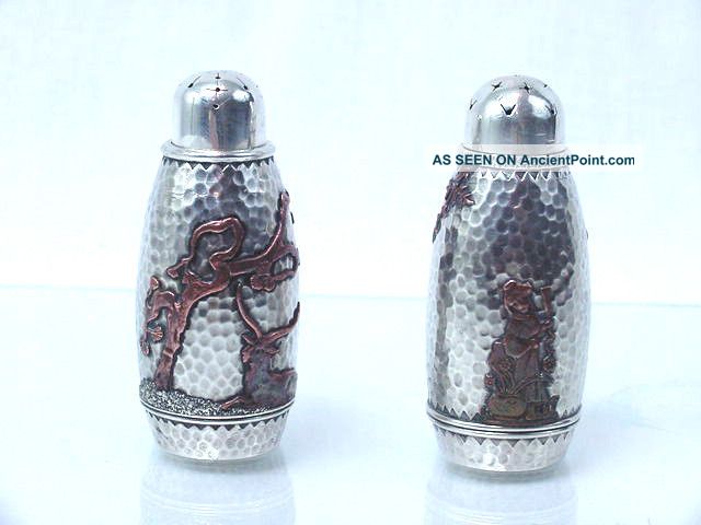 Gorham Sterling Silver & Other Metals Mixed Metals Pair Salt & Pepper Shakers Nr Salt & Pepper Shakers photo