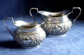 Silver Plated Highly Ornate Repoussed Jug & Bowl C1910 By Deakin photo