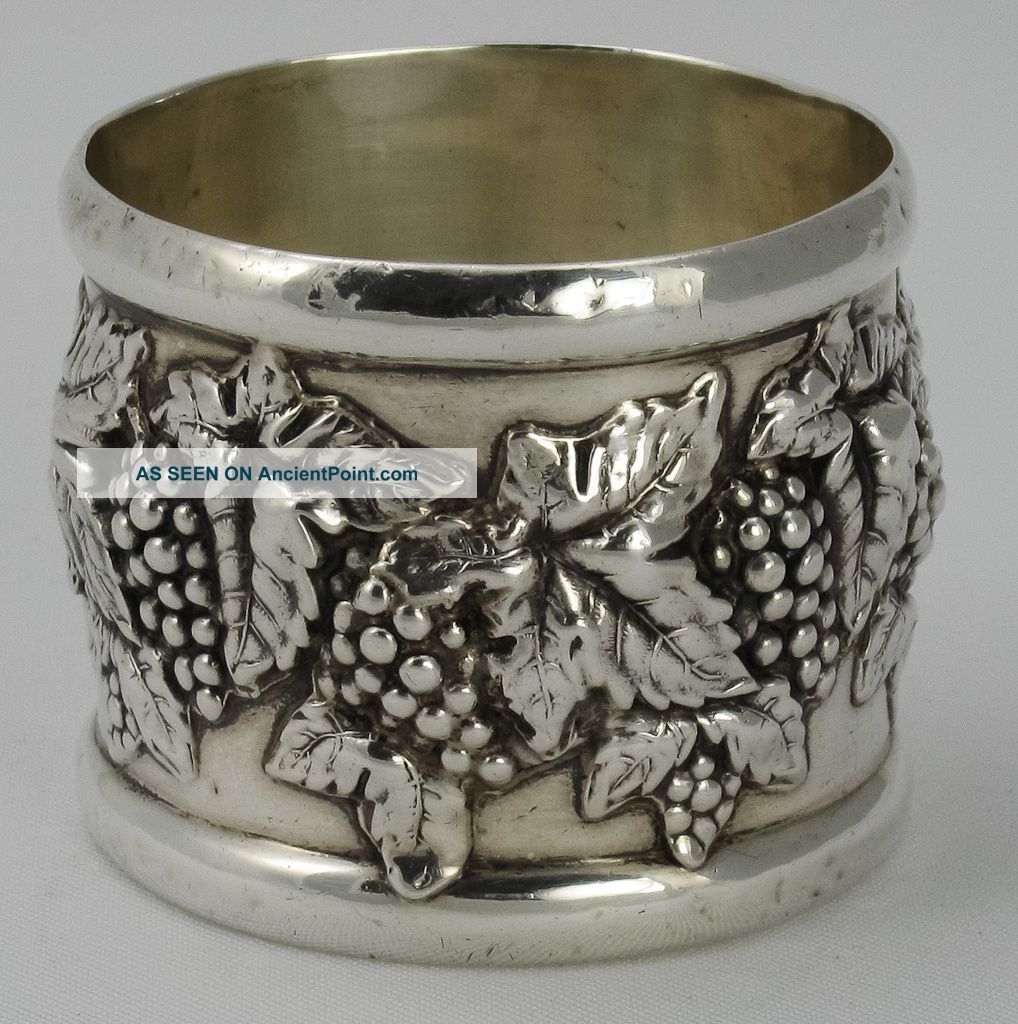 Fab Wide Sterling Napkin Ring 3 - D Grapes Napkin Rings & Clips photo
