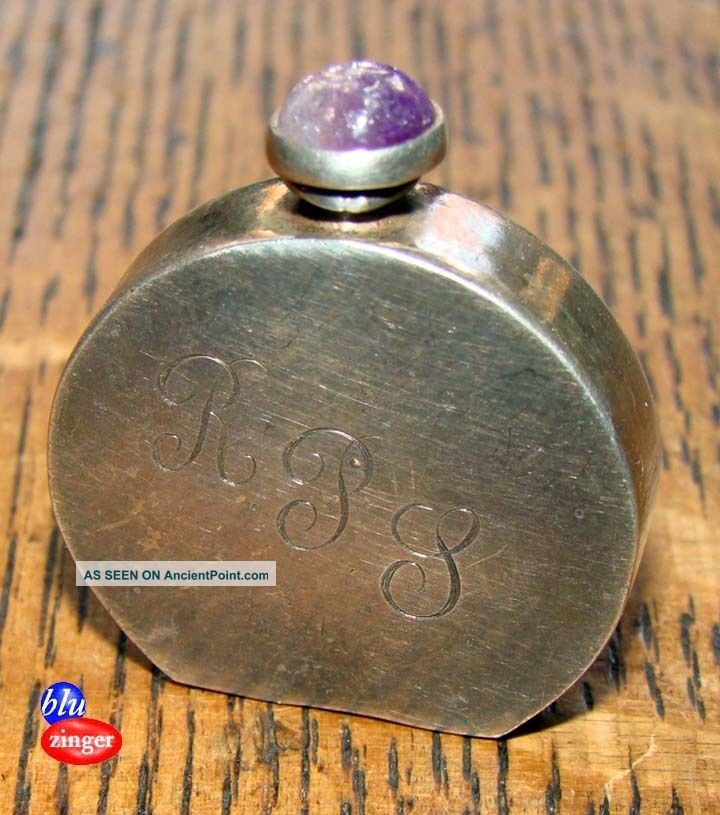 Vintage Mexican Sterling Silver & Amethyst Scent Perfume Bottle Vermont Mexico Mexico photo