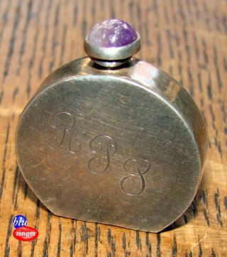 Vintage Mexican Sterling Silver & Amethyst Scent Perfume Bottle Vermont Mexico photo
