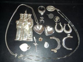 Sterling Silver/.  925 Scrap/ Wear Jewelry Lot 70g photo