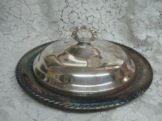 Vintage Wm.  Rogers Silverplate Pierced Serving Tray W/cover Entree Server photo