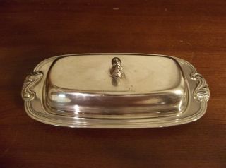 Silver Plated Butter Dish With Lid And Crystal Insert, photo