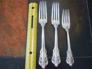 3 Vintage Sterling Grande Baroque Forks 8 ,  7 1/2 ,  6 1/2  - 6.  8 Oz photo