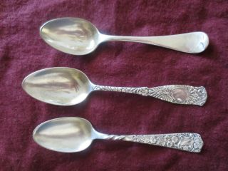 3 Vtg Silver Plate Rogers Reed&barton Demitasse Baby Salt Condiment Spoons 1847 photo