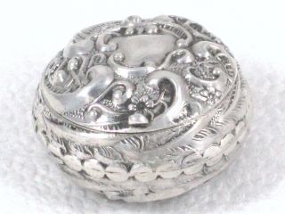 Antique Sterling Silver Gilt Trinket Or Pill Box From Birmingham Dated 1904 photo