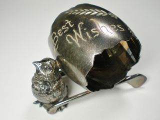 Antique Rogers Triple Plate Silverplate Napkin Ring Best Wishes Wishbone Chick photo