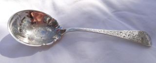 Unique Antique Sterling Silver Bowl Spoon With Rose Design No Mono 93gms,  9 1/4 I photo