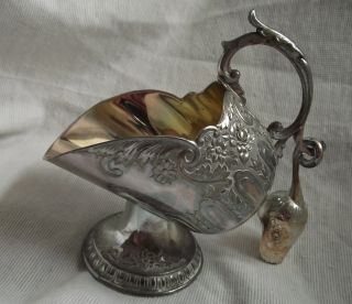 Pretty Floral Silver Plated Sugar Bowl & Scoop Scuttle photo