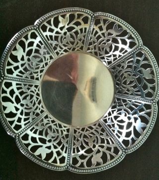 Silverplate Candy Dish Bowl Cutout Lace Nut Bowl Vintage Antique photo