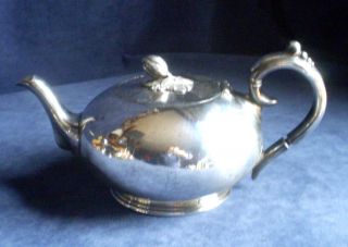 Old James Dixon Silver Plated Bulbous Teapot With Pumpkin Finial C1850 photo