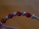 Sterling Silver 925 Cuff Bracelet / Bangle W/ Red Balls 7.  2 Grams Wear / Scrap Mixed Lots photo 3