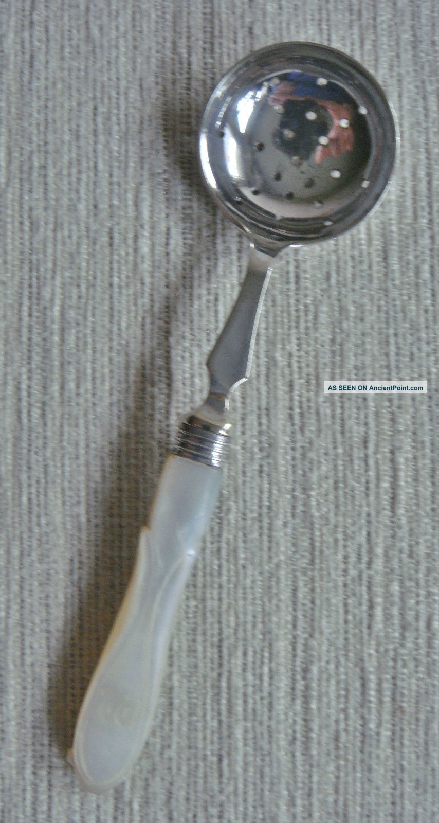 Rare Antique Carved Mother Of Pearl Silver Epns Tea Sugar Strainer Sifter Spoon Other photo
